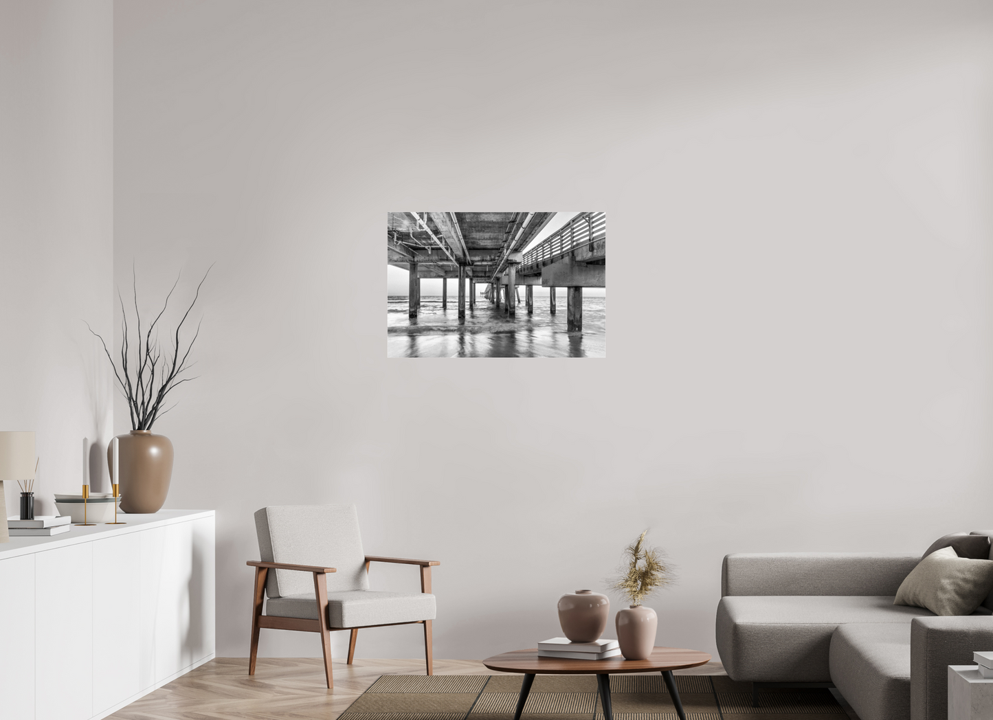 36 x 24″, Photo Print Under Acrylic Glass Florida - Under the Pier — Coastal Geometry in Black & White