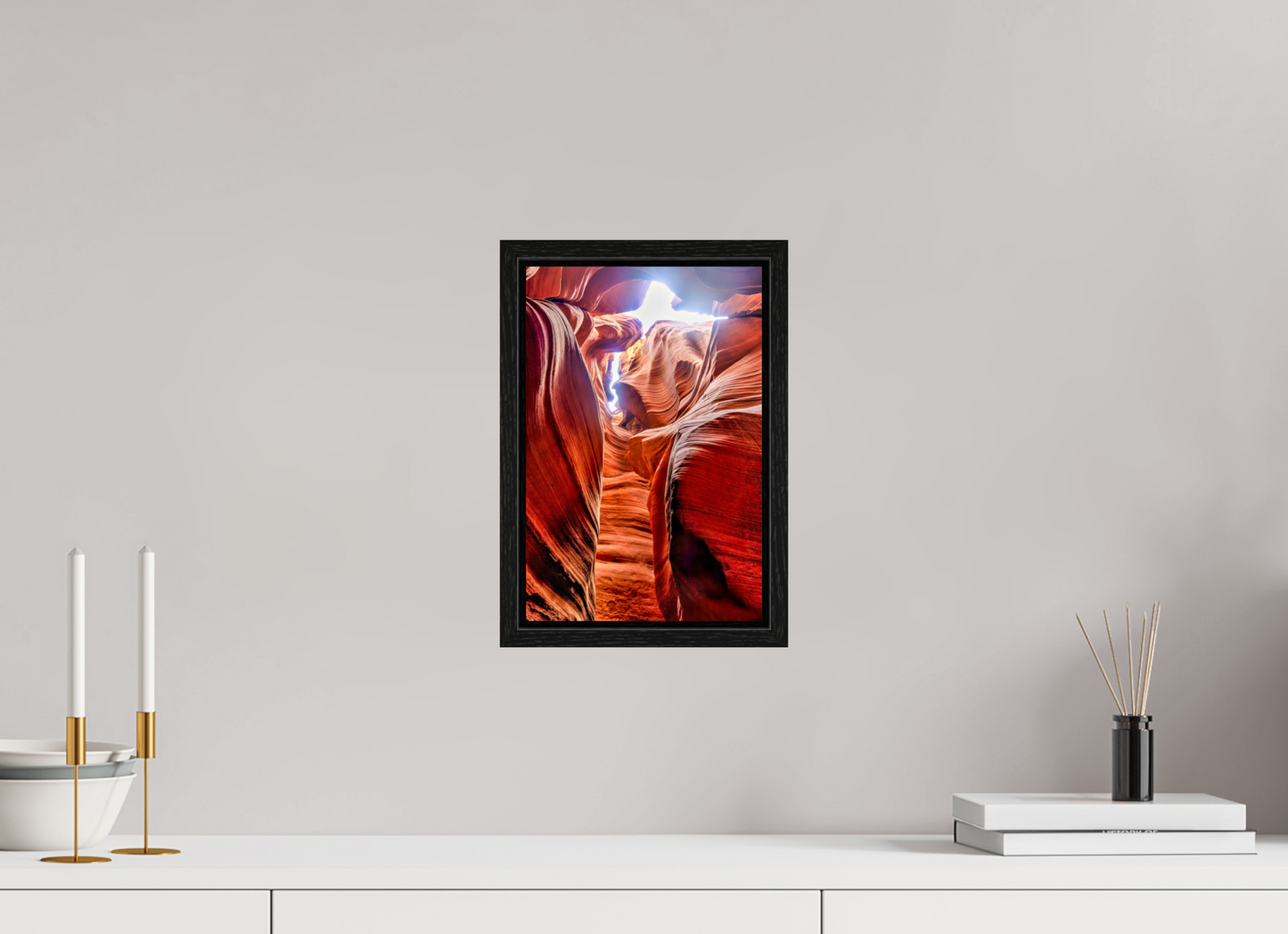 8 x 12″, Floater Frame Arizona - Light Between the Stones — Slot Canyon Fine Art Photograph