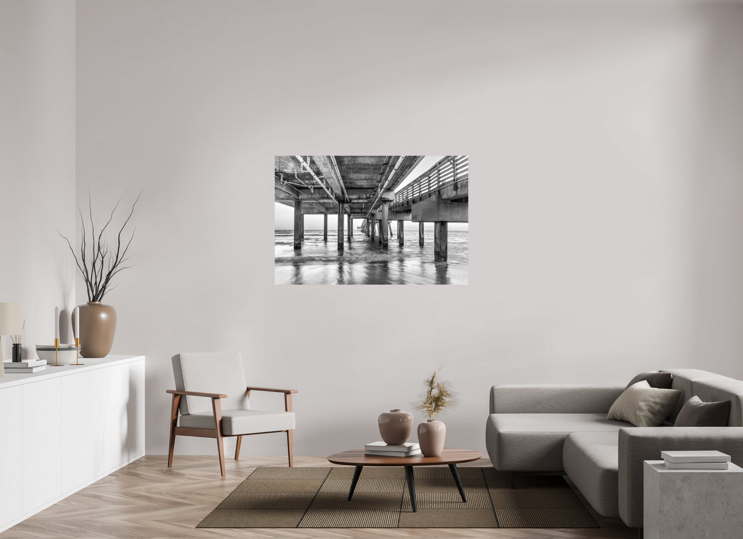 54 x 36″, Photo Print On Fuji Crystal DP II Florida - Under the Pier — Coastal Geometry in Black & White