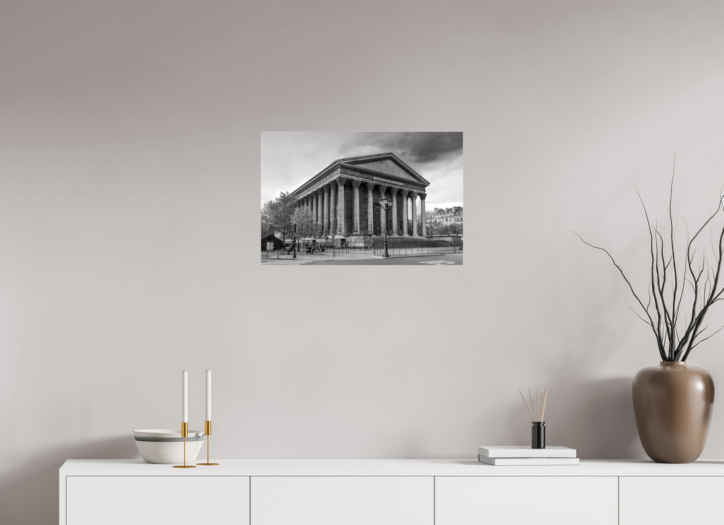 24.2 x 16″, Photo Print Under Acrylic Glass Paris - La Madeleine in Monochrome