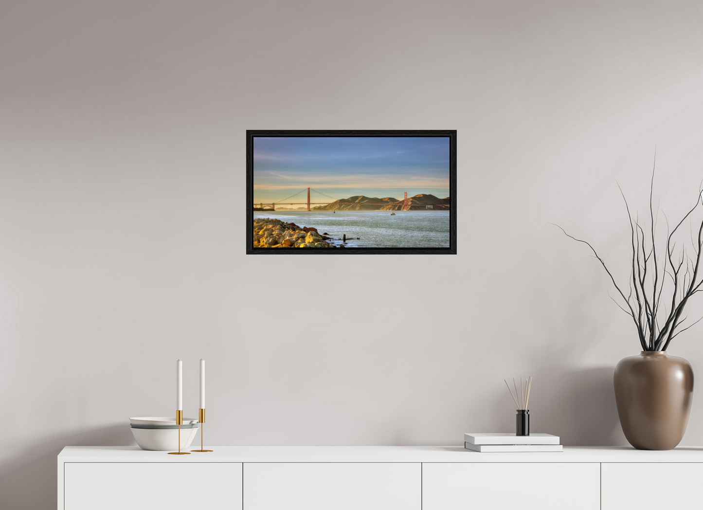 24 x 13.5″, Floater Frame California - Golden Gate Bridge 2