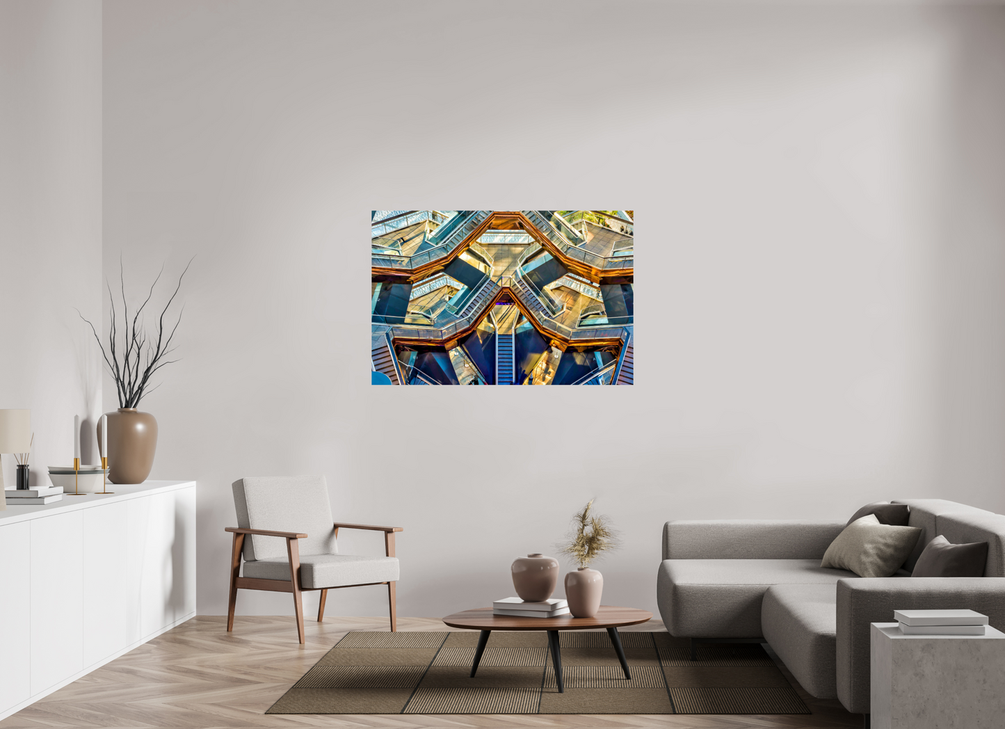 54 x 36″, Photo Print On Fuji Crystal DP II New York - Golden Geometry — The Vessel, Architectural Fine Art Photograph