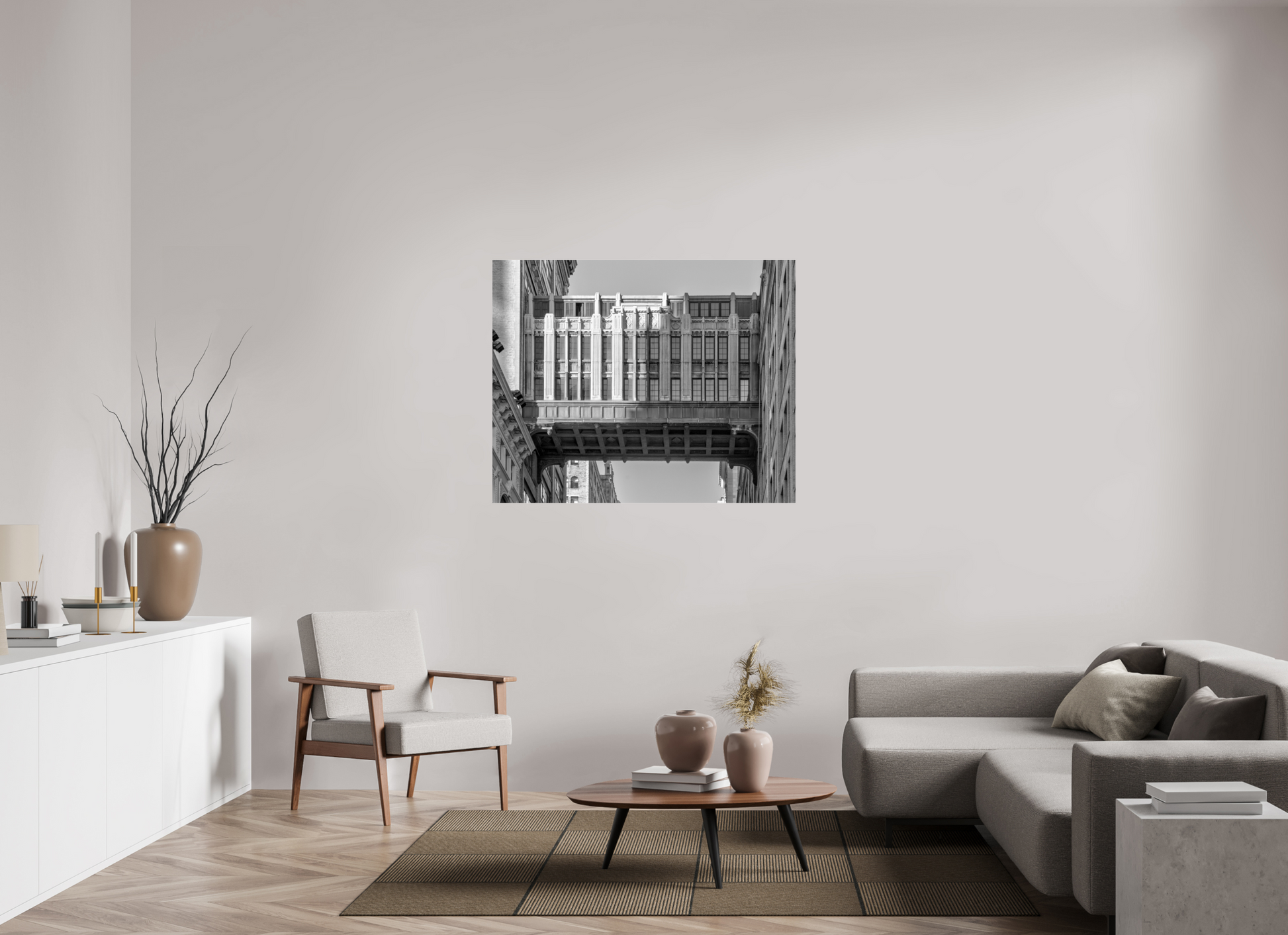 48.7 x 39″, Photo Print Under Acrylic Glass New York - Art Deco Sky Bridge