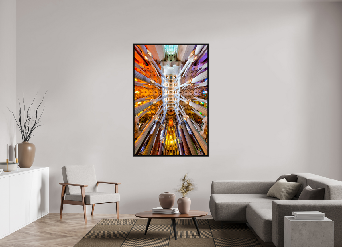 43 x 65″, Floater Frame Gaudí’s Celestial Geometry — Sagrada Família, Barcelona