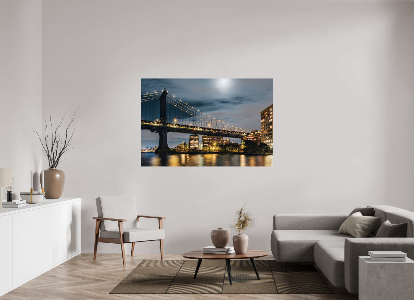 66 x 44″, Photo Print Under Acrylic Glass New York - Manhattan Bridge