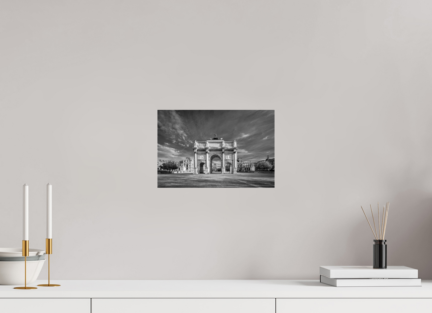 12 x 8″, Photo Print Under Acrylic Glass Paris -Louvre’s Gateway – Black and White Architectural Prin