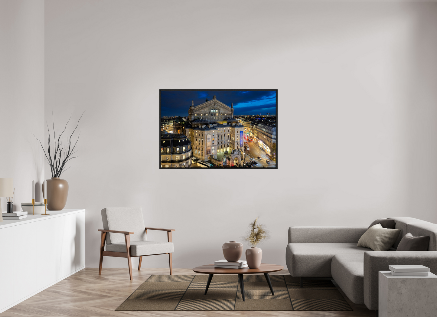 54 x 36″, Floater Frame Paris - Palais Garnier during the blue hour