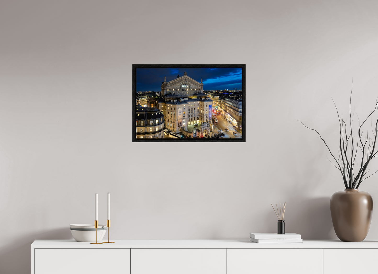 24 x 16″, Floater Frame Paris - Palais Garnier during the blue hour