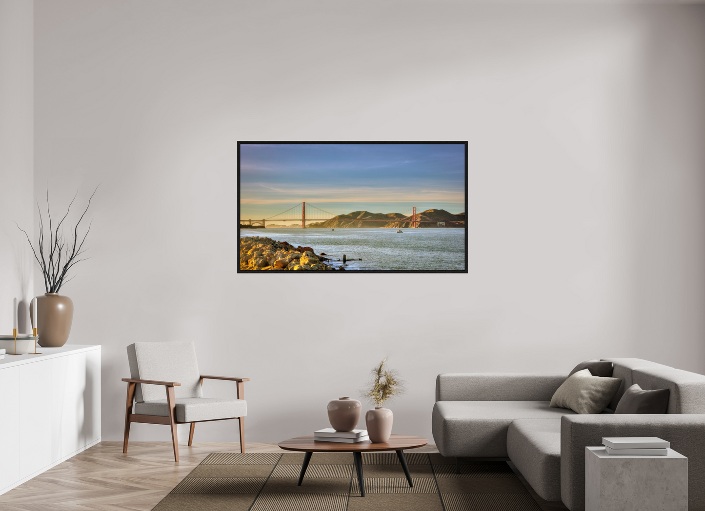 64 x 36″, Floater Frame California - Golden Gate Bridge 2