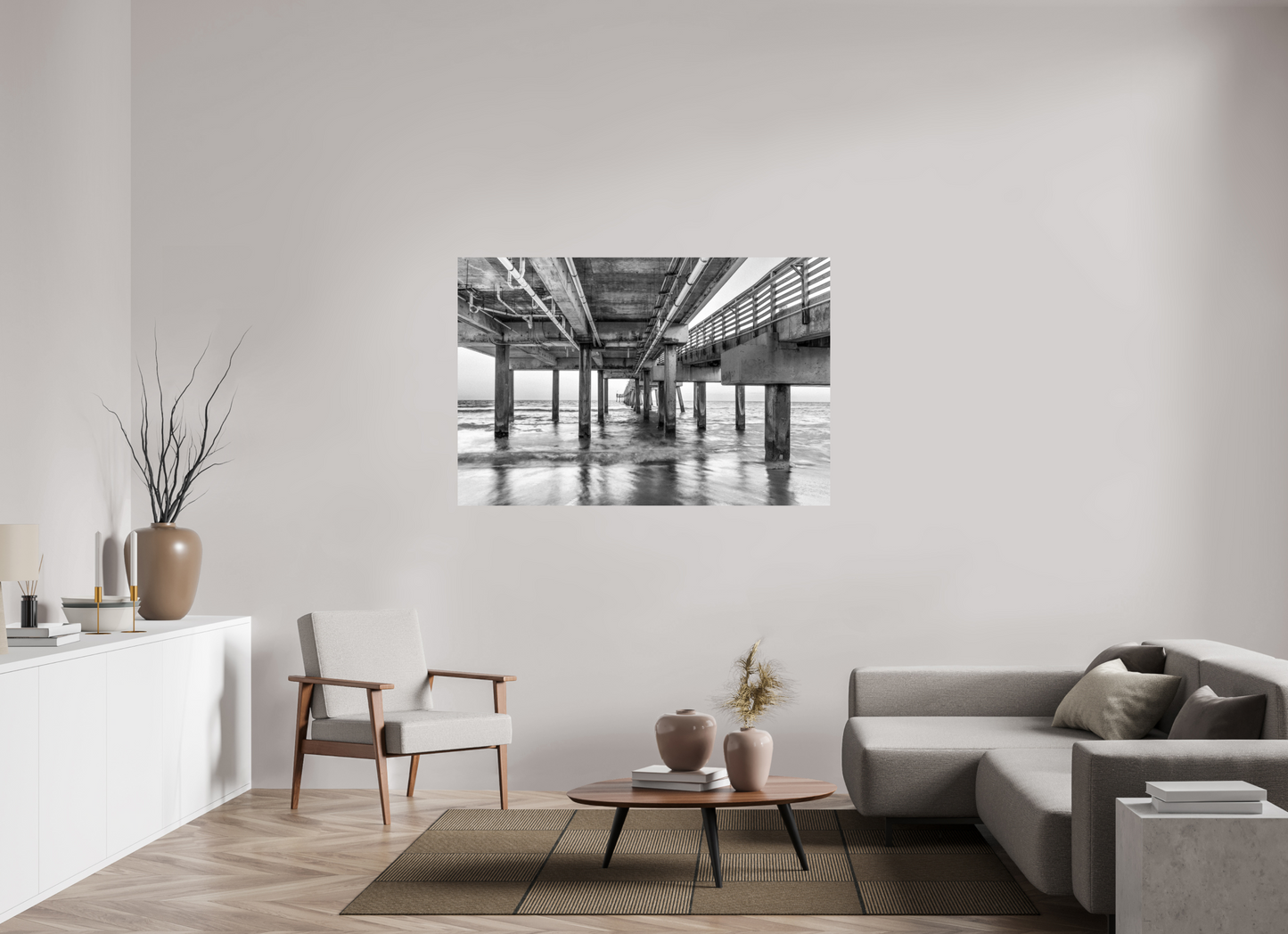 60 x 40″, Photo Print On Fuji Crystal DP II Florida - Under the Pier — Coastal Geometry in Black & White