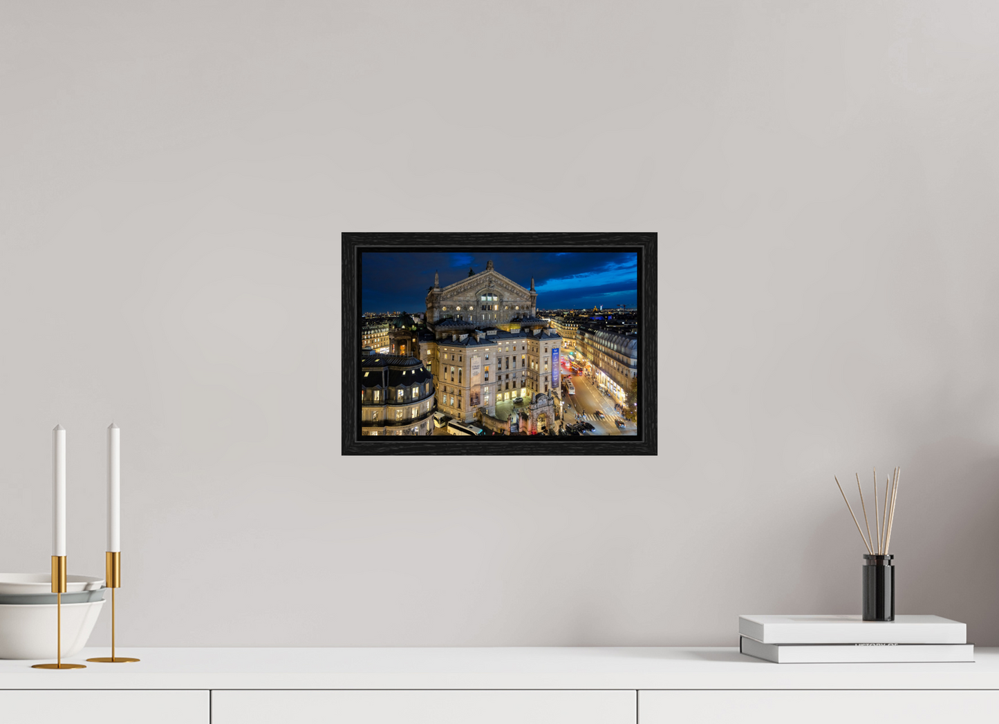 12 x 8″, Floater Frame Paris - Palais Garnier during the blue hour